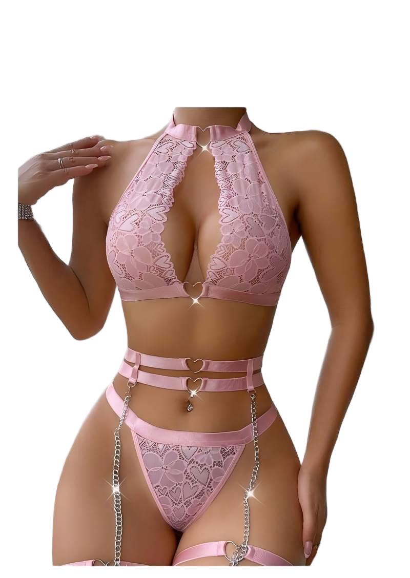 Lace Bralette Set - Set di lingerie sexy push-up in