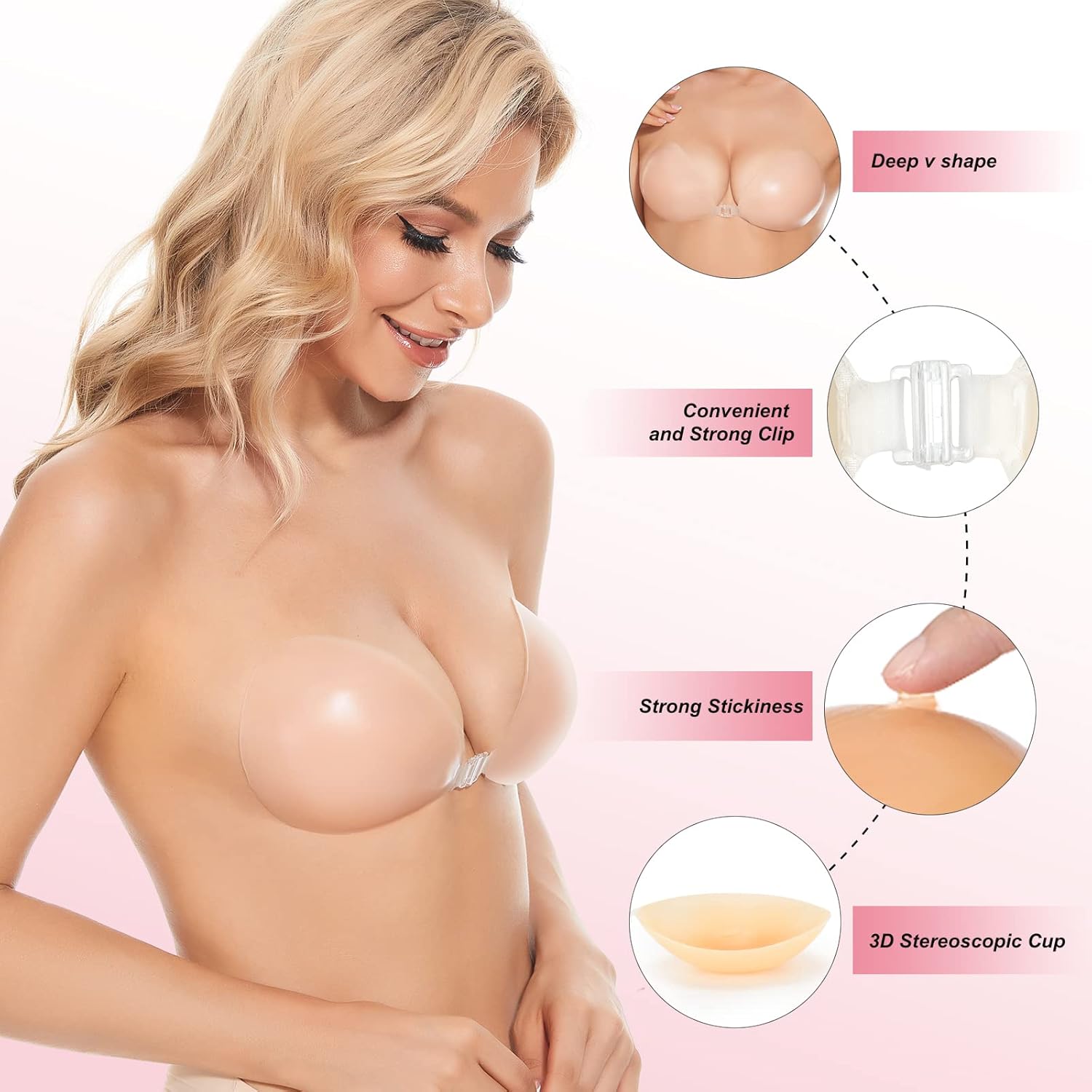 Push Up Bra Silicone - Reggiseno Adesivo Push-Up Invisibile in Silicone