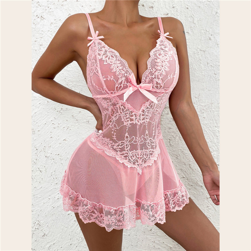 Sheer Mesh Bra - Babydoll Sexy in Pizzo per Donna,