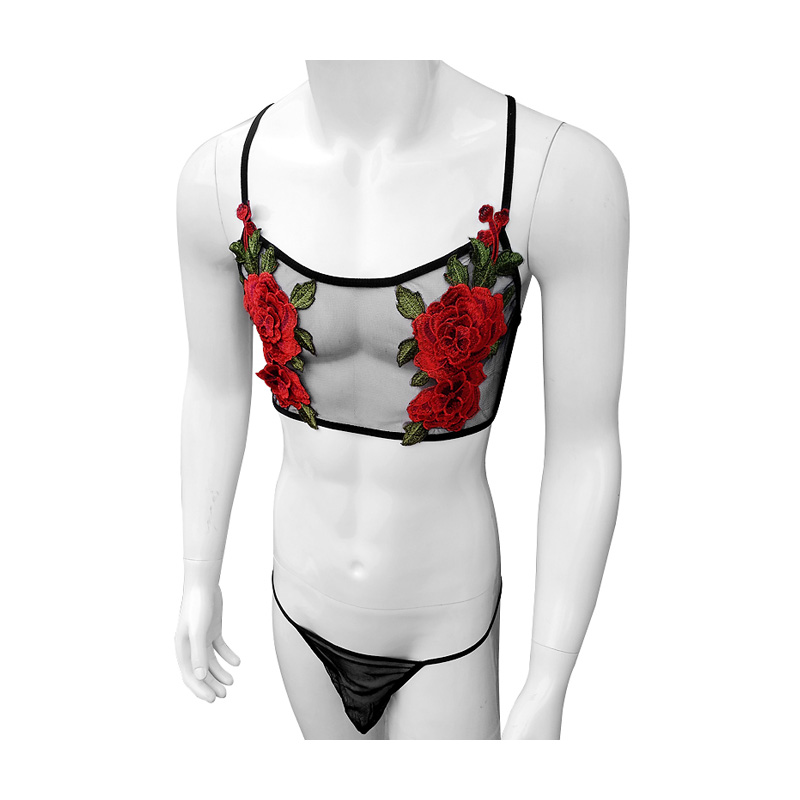 Sheer Mesh Bra - Set di lingerie sexy da uomo